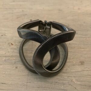 Gunmetal Black Textured Cuff Bracelet with Multifit Hinge Like New